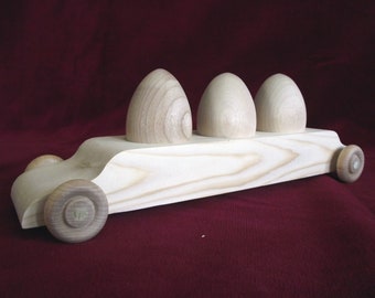 The 3 Egg Limousine: Unfinished Pine Limo with Hardwood Eggs