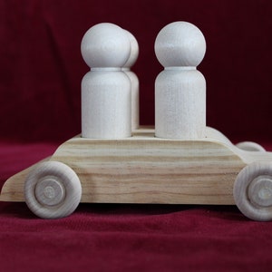 4 for 4 Car, 4-Seater Car for 4 Tall Man Peg Doll, Unfinished Wood image 3