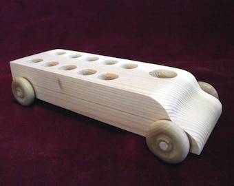 Original Bus WITHOUT Peg Dolls, Unfinished Pine Bus for Peg Dolls