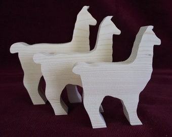 Llama, Llama, Llama a Family Set of Three, Unfinished Pine