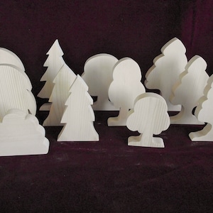 Forest Trees, Set of 12 Unfinished Pine Cutouts