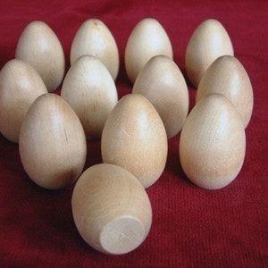 12 Pigeon Eggs 2 inch with flat bottom, Unfinished Hardwood