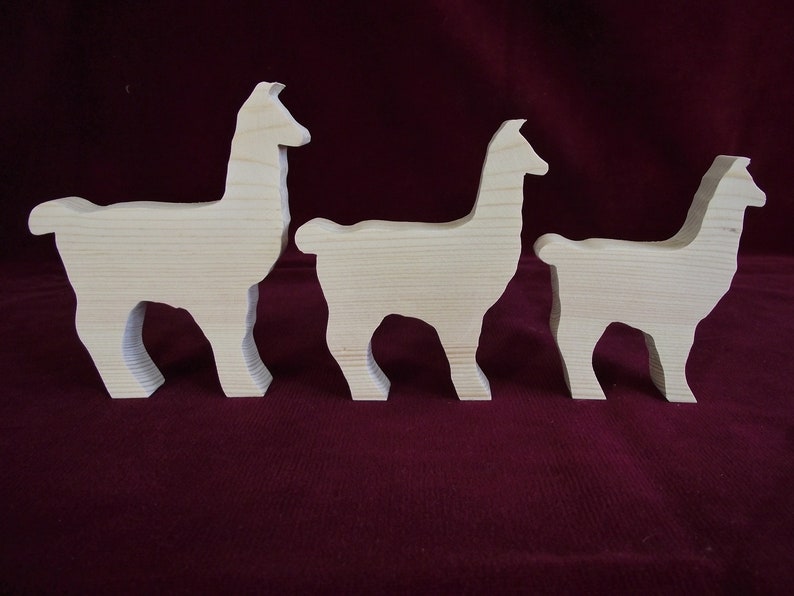 Llama, Llama, Llama a Family Set of Three, Unfinished Pine image 5