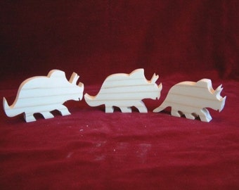 Triceratops (3 Horned Face) Dino Family of Unfinished Pine Cutouts