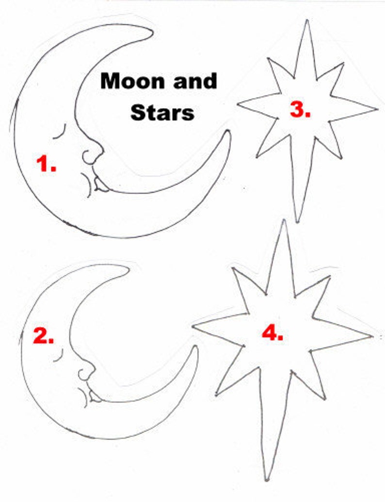 Moon and Stars 11 Piece Assortment of Unfinished Pine Cutouts - Etsy