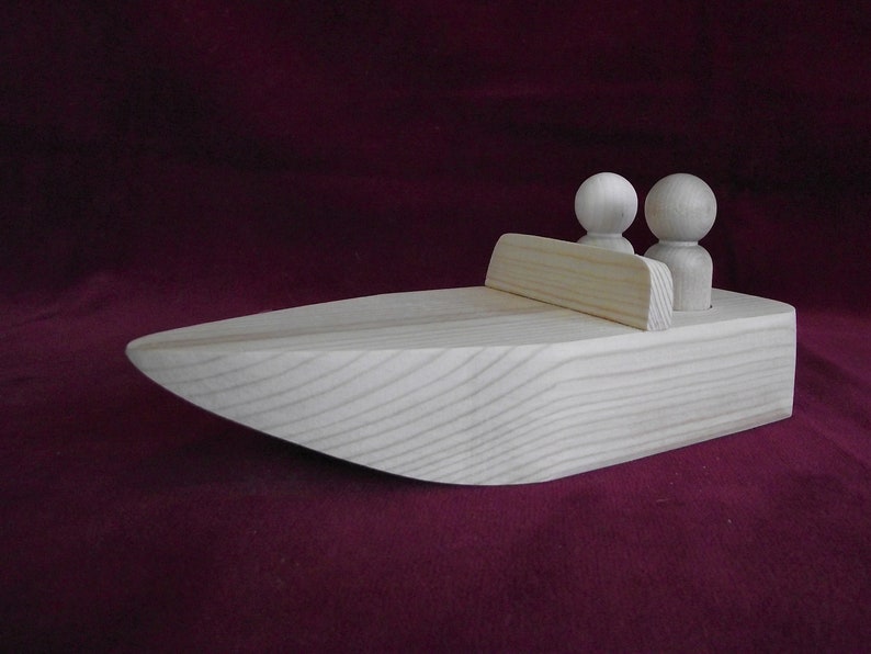 Unfinished Pine Speed Boat for 2 Peg Dolls
