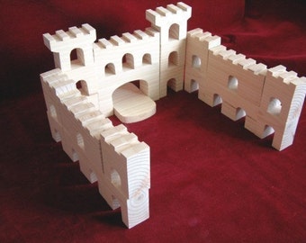 Combined Fortress Blocks and Fortress Walls, Unfinished Pine Blocks