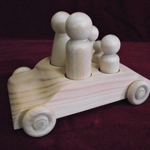 Large Family Sedan Plus 1 with Large Peg Dolls, Unfinished Wood image 4