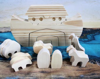 Noahs Ark Story Set, Unfinished Pine