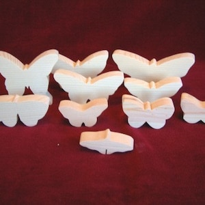 10 Assorted CHUNKY Butterflies,  Unfinished Pine Cutouts