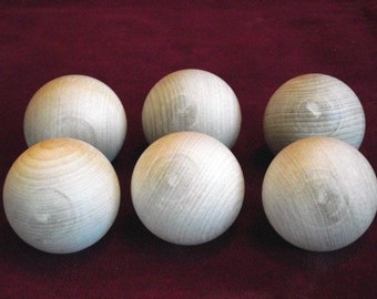 6  No. 2 Commercial 2 inch Diameter Hardwood Ball, Unfinished