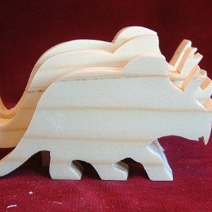 Triceratops 3 Horned Face Dino Family of Unfinished Pine Cutouts image 4