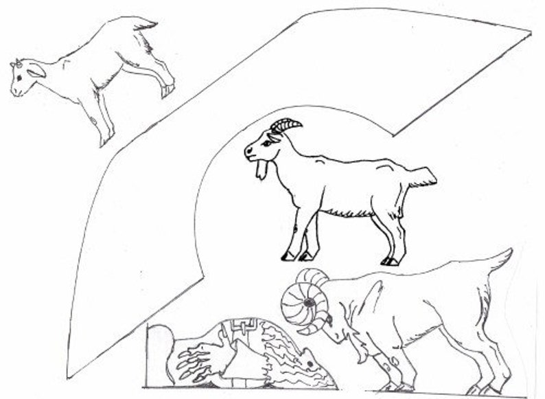 Three Billy Goats Gruff Unfinished Pine Story Set image 6