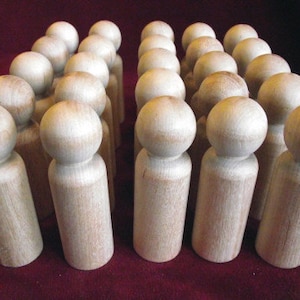 Bulk Pack of 25 of the No. 4 Tall Man Peg Doll, Unfinished Hardwood