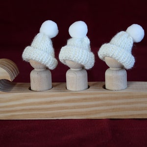 Wood Sled for Peg Dolls with Knit Hats image 5