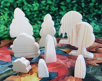 Tree and Shrub Assortment, 9 piece  Unfinished Pine Cutouts