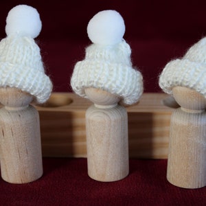Wood Sled for Peg Dolls with Knit Hats image 6