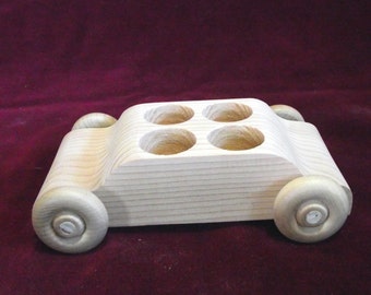 Original 4 Seater Car WITHOUT 4  #5 Peg Doll Passengers, Unfinished Pine