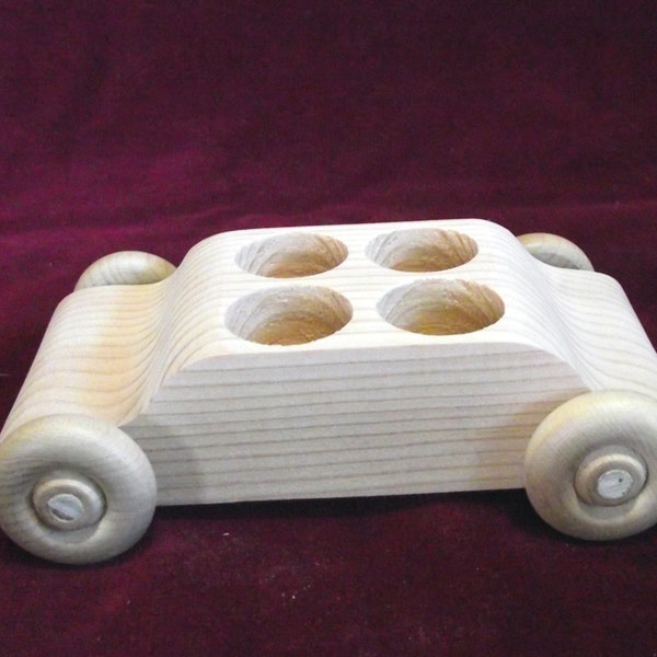 Original 4 Seater Car WITHOUT 4  #5 Peg Doll Passengers, Unfinished Pine