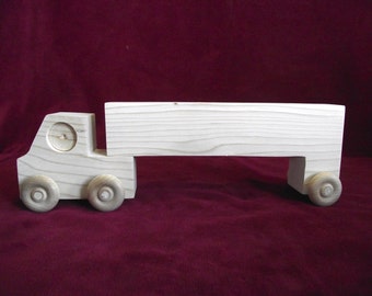 Semi Tractor Trailer, Unfinished Pine Truck