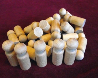 Bulk Pack of 25 of No. 8 Small Boy Peg Doll, Unfinished Hardwood