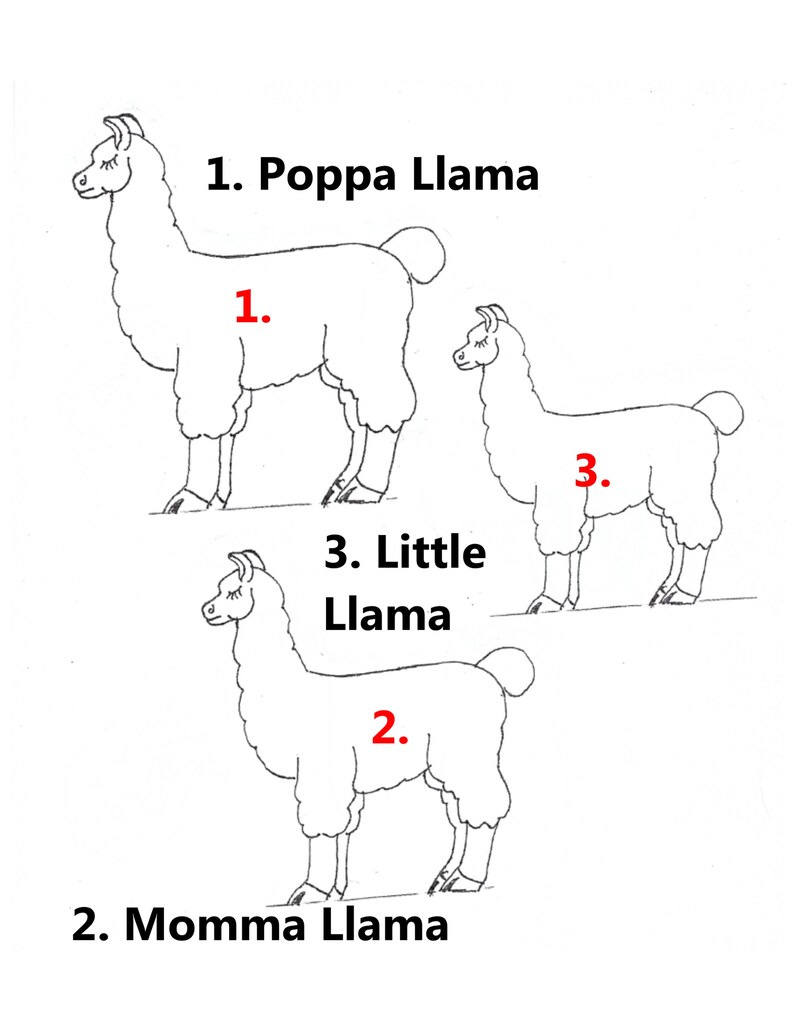 Llama, Llama, Llama a Family Set of Three, Unfinished Pine image 10