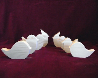 Large Assorted Songbird  Cutouts, Unfinished Pine