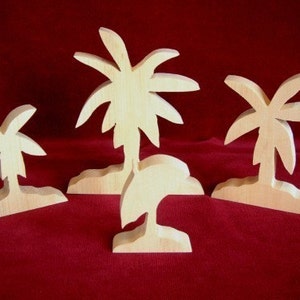 Coconut Palms and Beach Umbrella, Unfinished Pine Cutouts