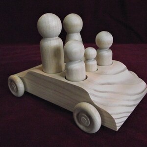 Large Family Sedan Plus 1 with Large Peg Dolls, Unfinished Wood image 5