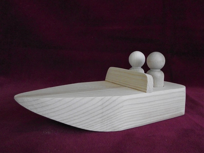 Unfinished Pine Speed Boat for 2 Peg Dolls