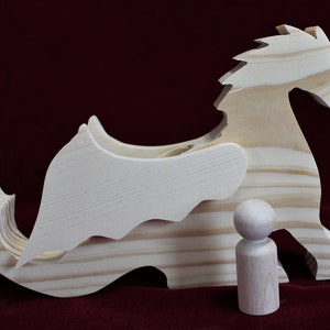 Winged Dragon with Rider, Unfinished Pine image 7