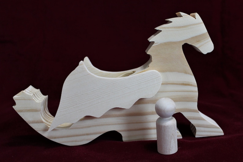 Winged Dragon with Rider, Unfinished Pine image 7
