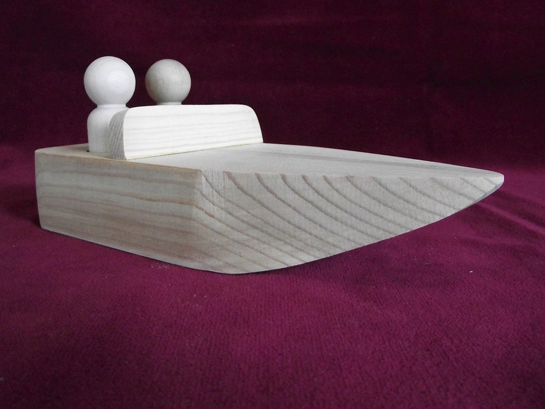 Unfinished Pine Speed Boat for 2 Peg Dolls