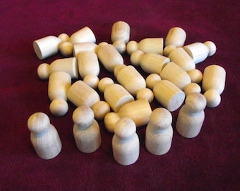 Bulk Pack of 25 of Number 7 Little Tots Peg Doll, Unfinished Hardwood