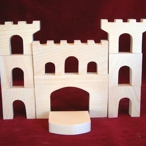 Castle Blocks, 9 pieces, Unfinished Pine Cutouts