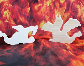 Set of Two Dragons, Unfinished Pine Cutouts