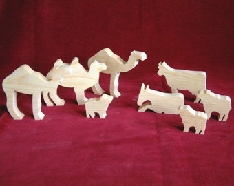 Nativity Animals, Unfinished Pine Cutouts