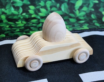 The Eggmobile, Unfinished Pine Vehicle for Hardwood Hen Egg