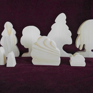 Tree and Shrub Assortment, 9 piece  Unfinished Pine Cutouts
