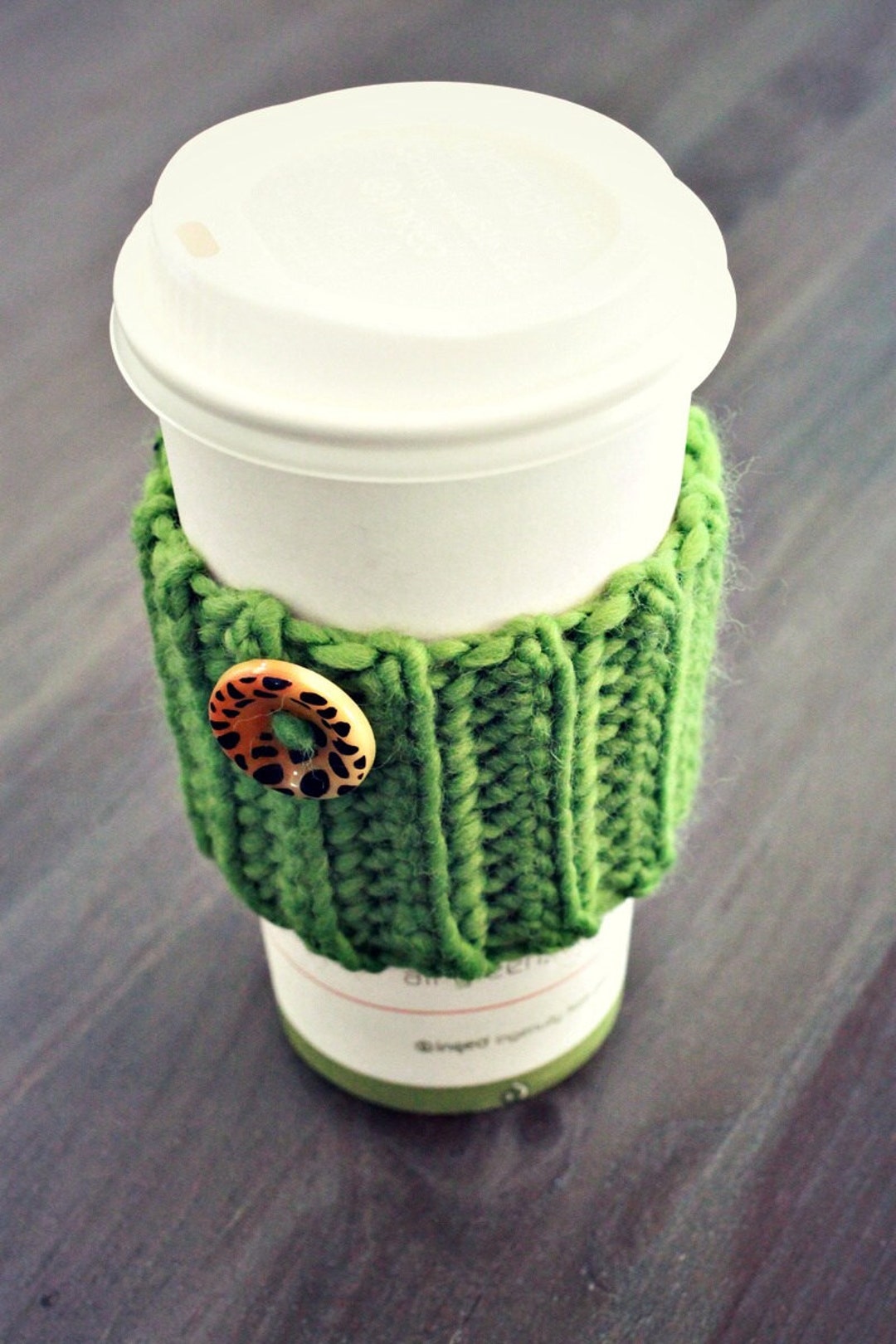 Wool Crochet Coffee Cozy With Button - Reusable Java Sleeve - Etsy