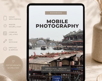 Mobile Photography Workbook | 25 Photography Techniques + 7 Day Challenge | Smartphone Photography Guide | Digital PDF Download