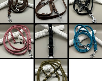 Leash 3-way reinforced made of greased leather