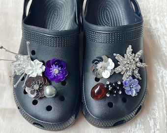 Ciondolo a forma di fiore fatto a mano con perline, accessorio divertente per scarpe, ciondolo per scarpe con cristalli
