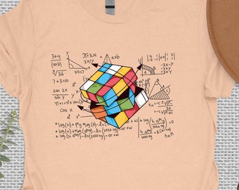 Colorful Rubik's Cube Shirt: Math Puzzle Design, Unisex Sizes