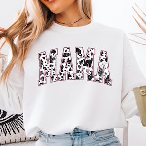 Cow Print Mama Sweatshirt, Cow Print Mama Gift, Mama Cow Tee, Farmer Mama Sweater, Animal Print Mama Tee, Mothers Day Gift, Western Mom Tee