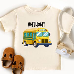 Custom School Bus Shirt, Personalized Boy&Girl Back to School Tee, First Day of School Tee, Toddler School Bus Tee, School Bus Birthday Tee