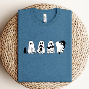 Ghost Black Cat Halloween Shirt, Spooky Ghost Cat Halloween Tee, Cat Lover Gift, Halloween Spooky Season Cat Owner Shirt