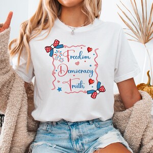 Patriotic Subtle FDT Shirt, Coquette Bow patriotic Tshirt, Independence Day Tee, Usa Anti Trump Tee, Anti Maga Shirt, 4th of July FDT Shirt
