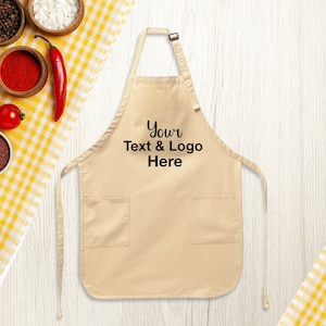 Custom Logo Apron, Personalized Apron With Pockets, Logo Apron, Men Aprons, Women Apron, Custom Text Apron, Custom Name Apron, Trendy Apron