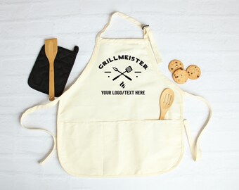 Custom Grillmeister Apron: Personalized Text & Logo, Grill Apron